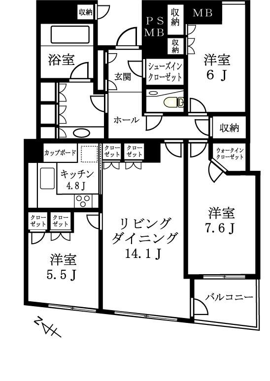品川Vタワー 2503号室 間取り